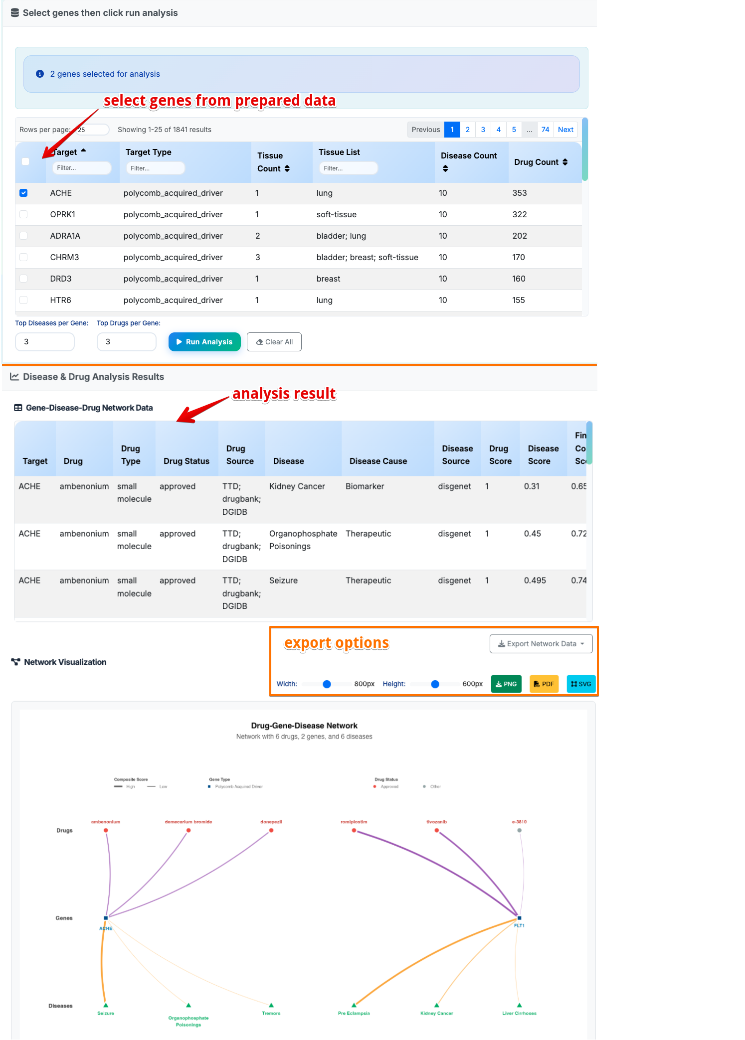 Disease Drug Analysis Interface